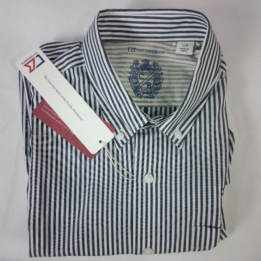 Cutter & Buck Striped Button Down Shirt L